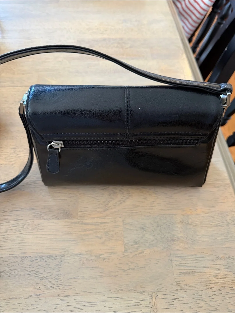 Liz Claiborne Black Leather Wristlet Clutch
